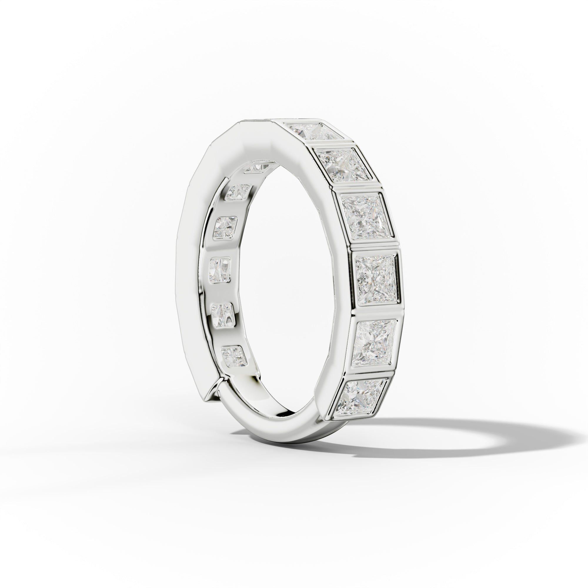 2.0 Carat Bezel Set Princess Cut Diamond Anniversary Band